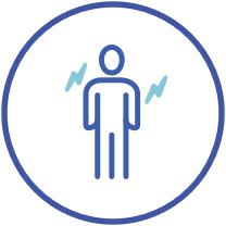 person icon standing with lightning bolts around them