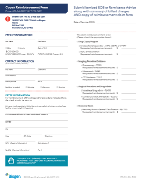 Patient copay reimbursement form 